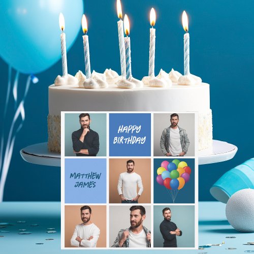 Happy Birthday Mens Photo Collage Personalized Card