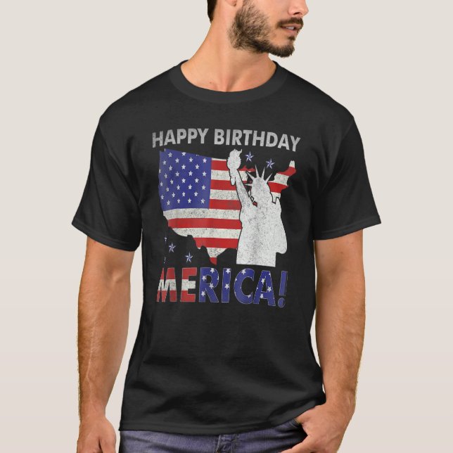 Happy Birthday Merica Statue Of Liberty American F T-Shirt (Front)