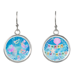 Happy birthday mermaid earrings