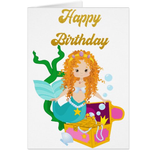 Happy Birthday Mermaid Greeting Note Card
