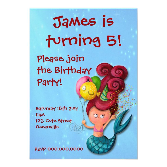 Happy Birthday Mermaid Invitation