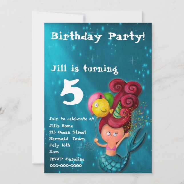 Happy Birthday Mermaid Invitation (Front)