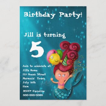 Happy Birthday Mermaid Invitation by partymonster at Zazzle