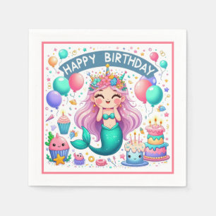Happy Birthday  Mermaid Napkins