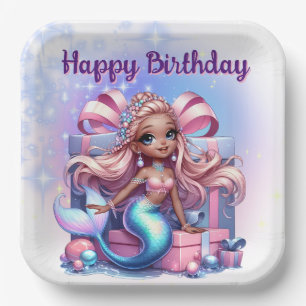 Happy Birthday Mermaid Paper Plates