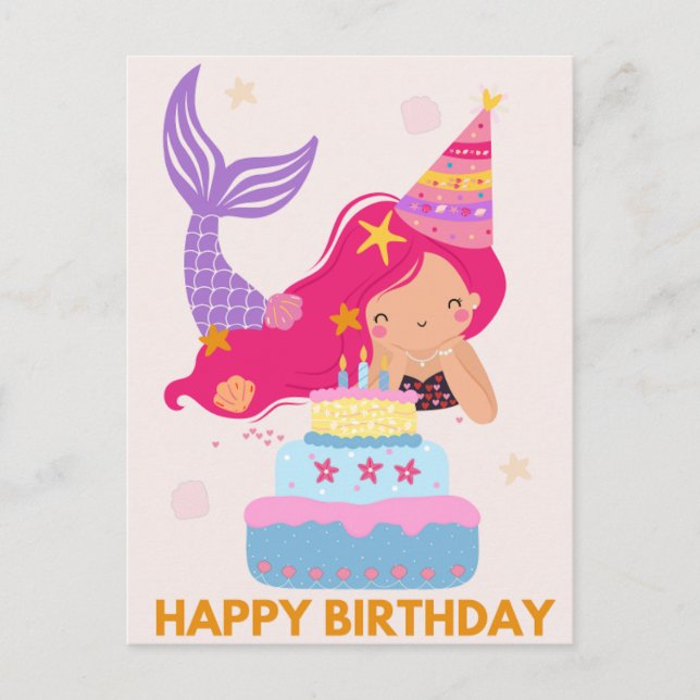 Happy Birthday Mermaid Postcard (Front)