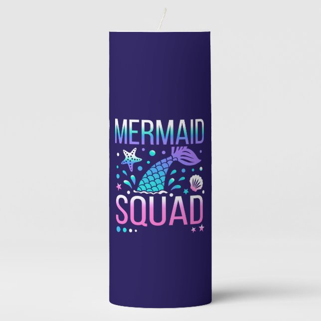 Happy Birthday Mermaid Squad-68296 Pillar Candle (Front)
