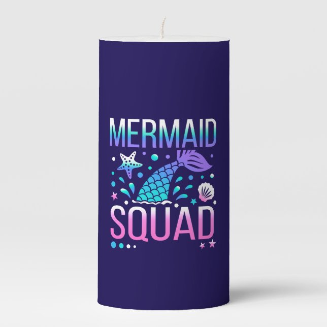 Happy Birthday Mermaid Squad-68296 Pillar Candle (Front)