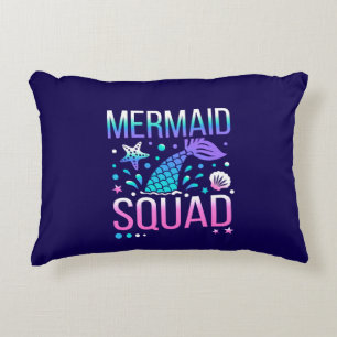 Happy Birthday Mermaid Squad Ocean Party Design Accent Pillow