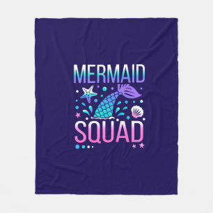 Happy Birthday Mermaid Squad Ocean Party Design Fleece Blanket