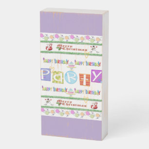 Happy Birthday Merry Christmas Wooden Box Sign