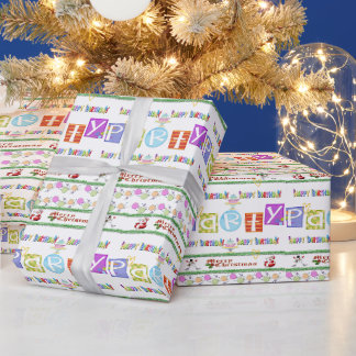 Happy Birthday Merry Christmas Wrapping Paper