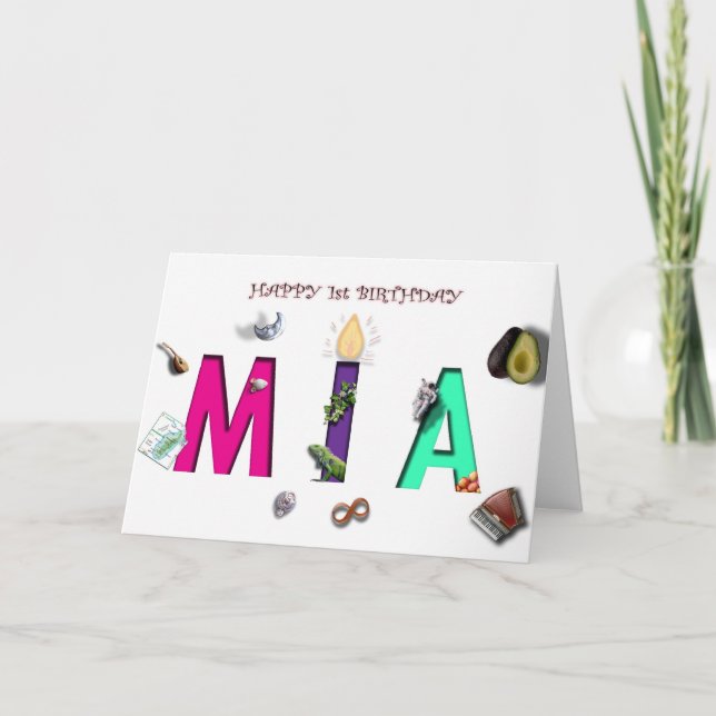 Happy birthday Mia card (Front)
