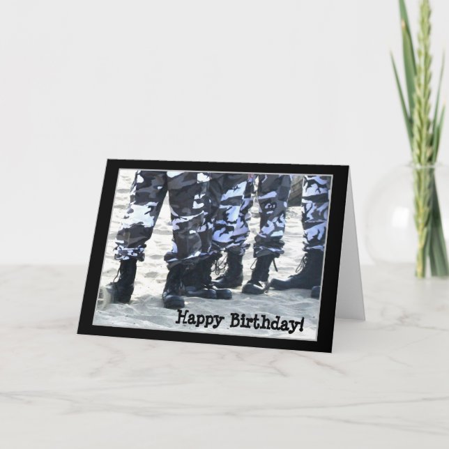 Happy Birthday Military Boots greeting card (Front)