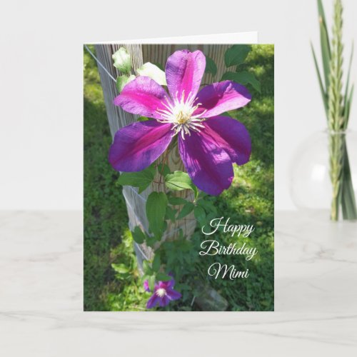 Happy Birthday Mimi Purple Flower Clematis Card