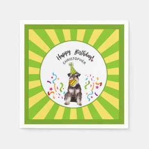 Happy Birthday Miniature Schnauzer Custom Party Napkins