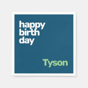 Happy Birthday Minimal custom Party Napkin – Navy 