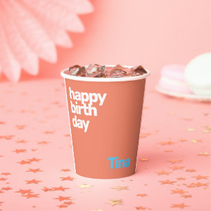 happy birthday minimal simple modern party custom paper cups