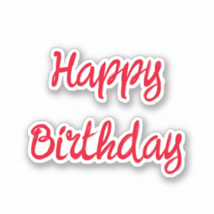 Happy Birthday Minimalist Red Trendy Custom Color Sticker