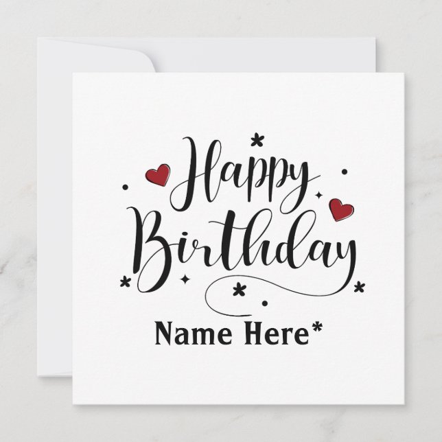 Happy Birthday  Minimalist Typography Calligraphy  (Front)