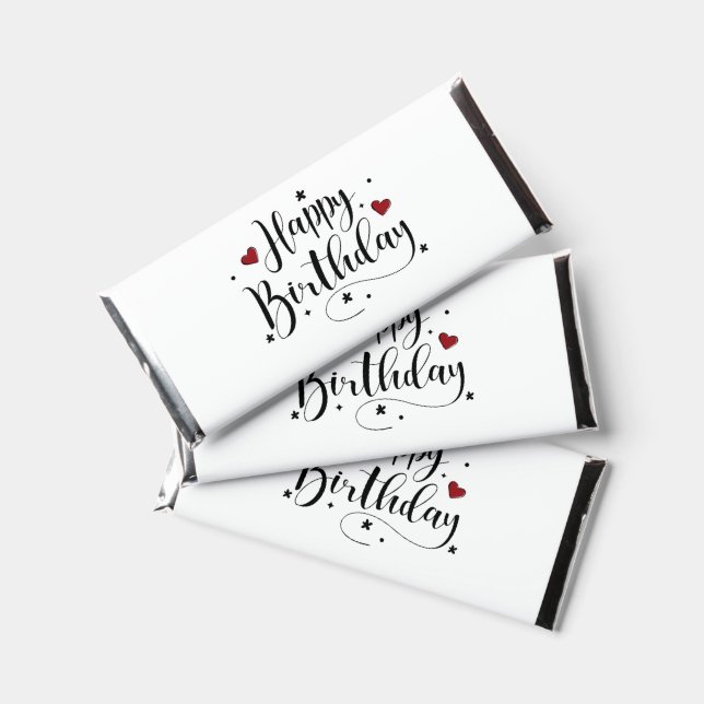 Happy Birthday  Minimalist Typography Calligraphy  Hershey Bar Favors (Front)