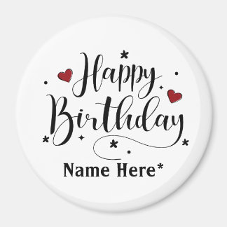 Happy Birthday Minimalist Typography Calligraphy Magnet
