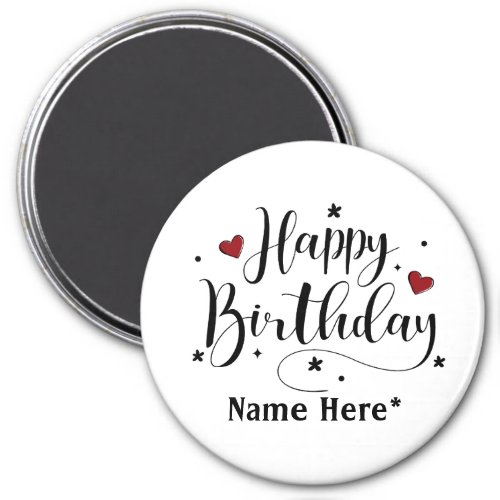 Happy Birthday  Minimalist Typography Calligraphy  Magnet