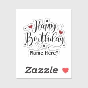 Happy Birthday Minimalist Typography Calligraphy Sticker