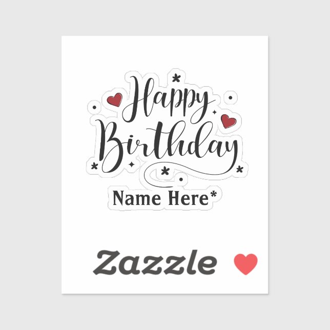 Happy Birthday  Minimalist Typography Calligraphy  Sticker (Sheet)