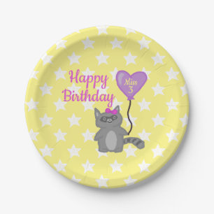 Happy Birthday Miss 3 Yellow Paper Plates