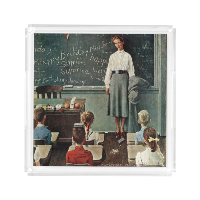Happy Birthday, Miss Jones by Norman Rockwell Acrylic Tray (Front)