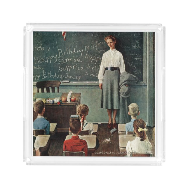 Happy Birthday, Miss Jones by Norman Rockwell Acrylic Tray (Front)