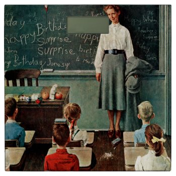 Happy Birthday  Miss Jones By Norman Rockwell Bathroom Scale by NormanRockwell at Zazzle