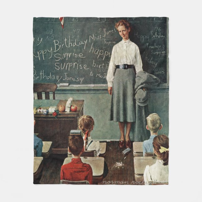 Happy Birthday, Miss Jones by Norman Rockwell Fleece Blanket (Front)