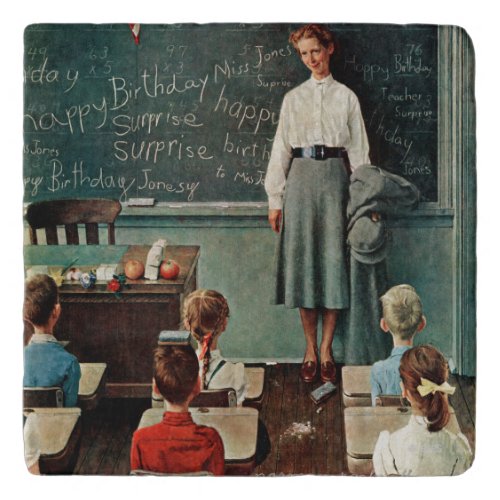 Happy Birthday Miss Jones by Norman Rockwell Trivet