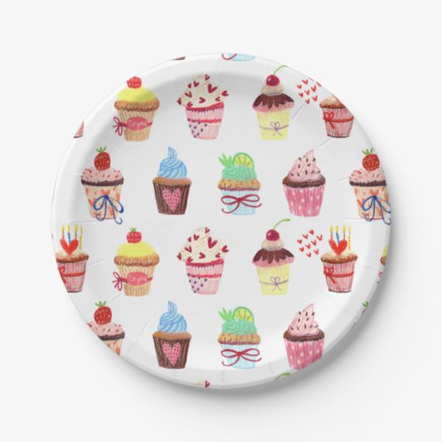 Happy Birthday Mixed Cupcakes Paper Plates