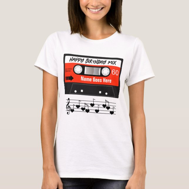 Happy Birthday Mixtape Red Cassette Customized T-Shirt (Front)
