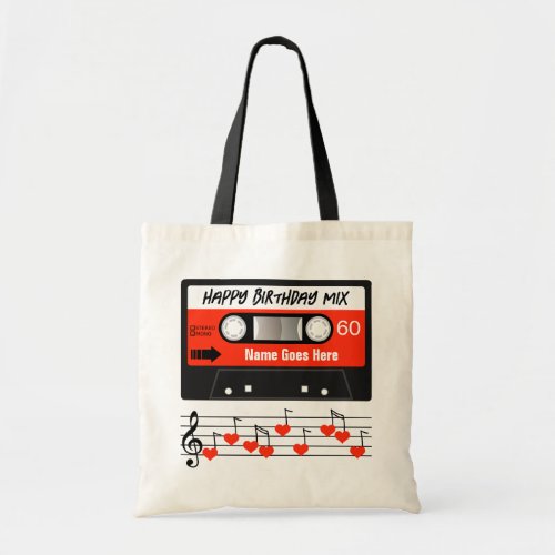 Happy Birthday Mixtape Red Cassette Customized Tote Bag