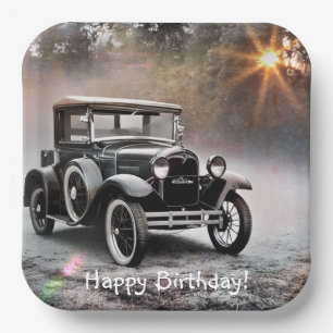 Happy Birthday Model A Car Paper Plates