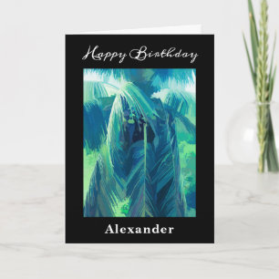 Happy Birthday Modern Artsy Tropical Trees Card