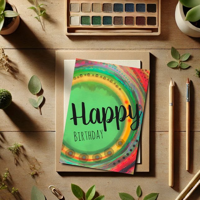 Happy Birthday Modern Colorful Simple Card (Creator Uploaded)