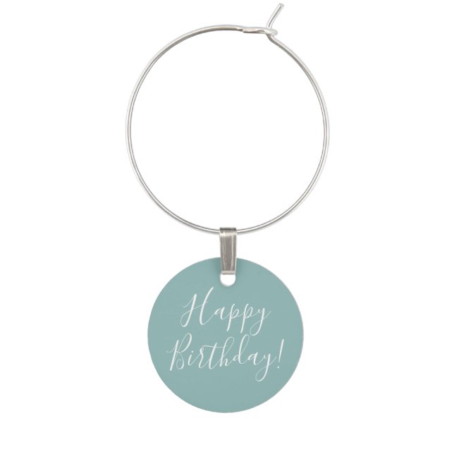 Happy Birthday! Modern Customizable Wine Charm (Front)