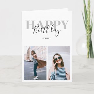 Happy Birthday Modern Minimalist Photo Card