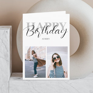 Happy Birthday Modern Minimalist Photo Card