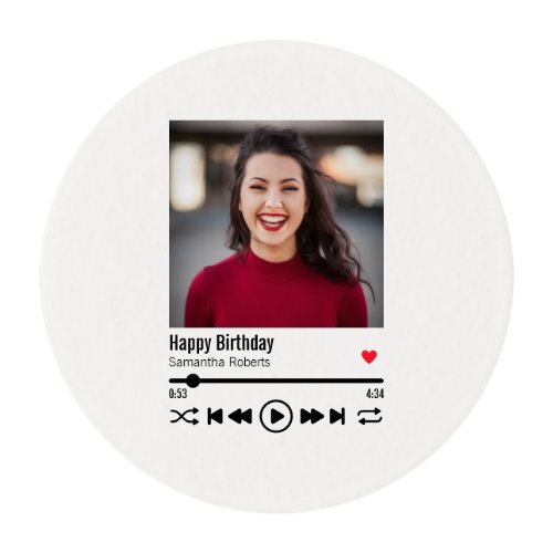 Happy Birthday Modern Personalized Name Photo Edible Frosting Rounds