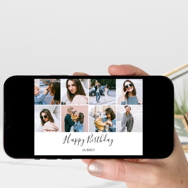 Happy Birthday Modern Photo Card (Front Digital)