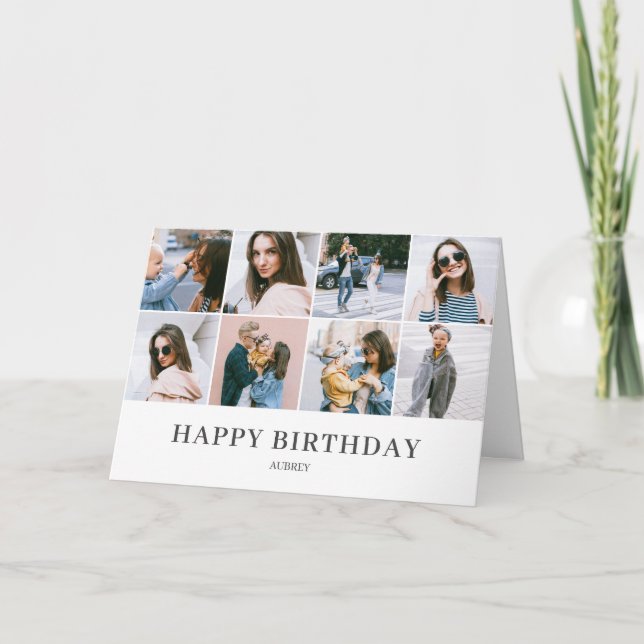Happy Birthday Modern Photo Card (Front)