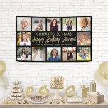Happy Birthday Modern Photo Collage Black and Gold Banner<br><div class="desc">Add a stylish personalized Happy Birthday wish to party decorations with a modern 12 photo collage banner. The pictures and all wording on this template are simple to customize. The colors and font styles are easy to change with the Zazzle Design Editor tool. The black and gold design features trendy...</div>