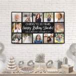 Happy Birthday Modern Photo Collage Black & White Banner<br><div class="desc">Add a stylish personalized Happy Birthday wish to party decorations with a modern 12 photo collage banner. The pictures and all wording on this template are simple to customize. The colors and font styles are easy to change with the Zazzle Design Editor tool. The black and white design features trendy...</div>