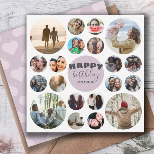 Happy Birthday Modern Pink  20 Photo Collage